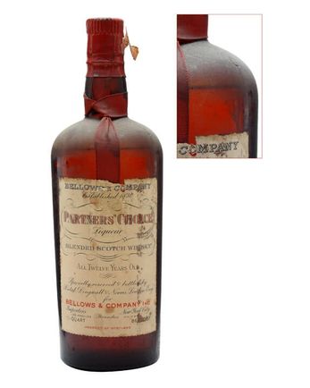 Bellow's Partners Choice 12 Year Old Bottled 1930s