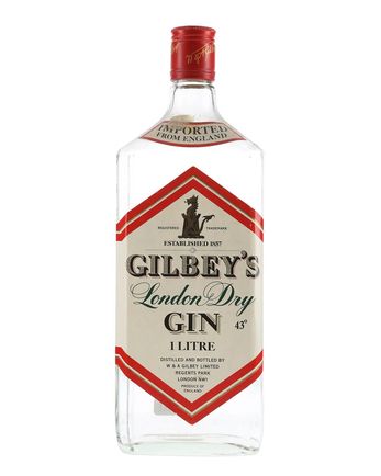 Gilbey's London Dry Gin Bottled 1980s Litre Bottle